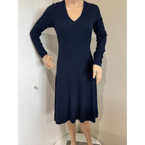 Women's Banana Republic Petite Navy Long Sleeve Ribbed Knit sweater Dress SP